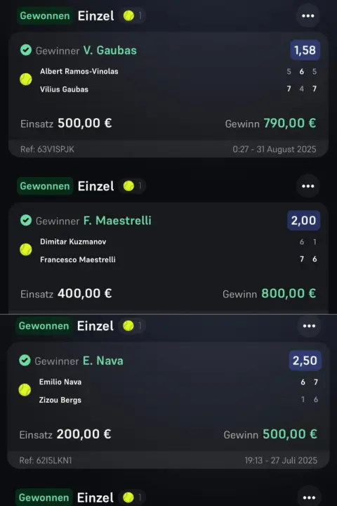 Winning bet slip from the Bet4u channel