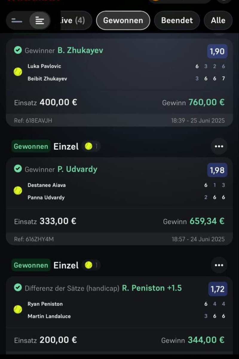 Winning bet slip from the Bet4u channel