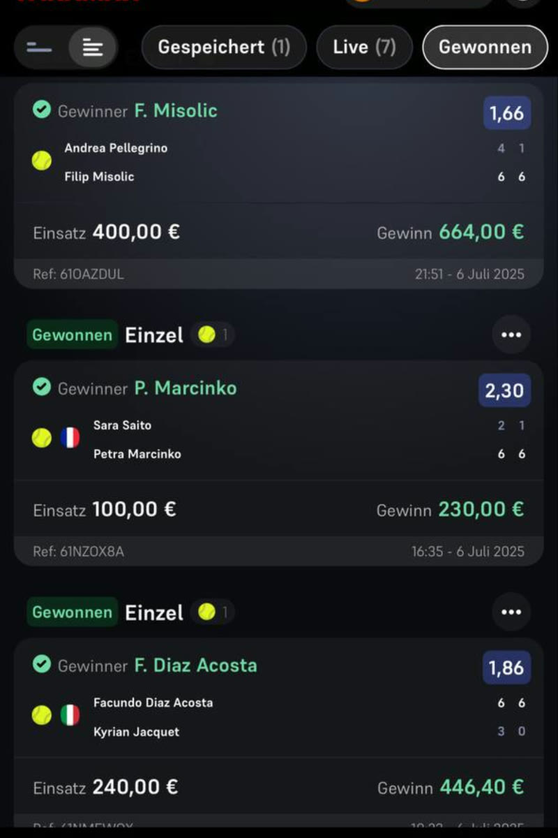 Winning bet slip from the Bet4u channel